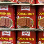 Processed Foods - Full Shot of Canned Beef on Shel