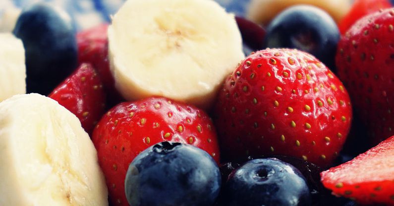 Antioxidants - Sliced Strawberries, Banana, and Blackberries